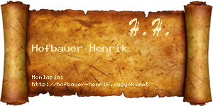 Hofbauer Henrik névjegykártya